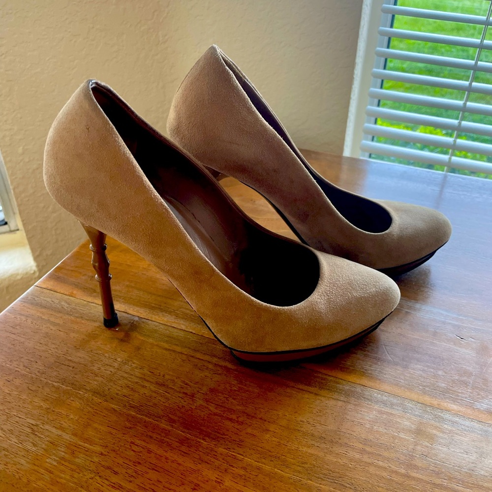 Authentic Gucci Suede Bamboo Heel Pumps